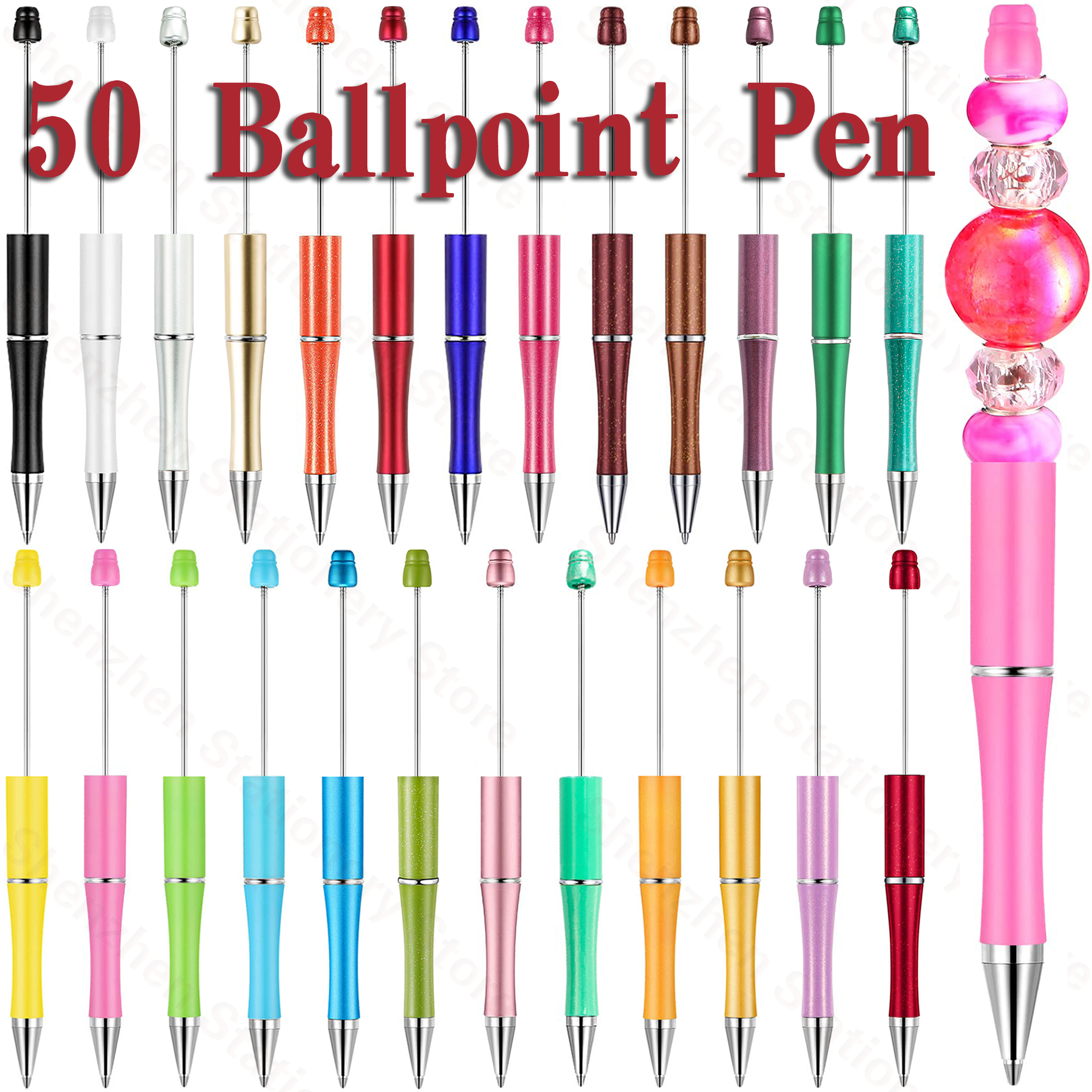 Jewelry Making Material - 50Pcs Beadable Pens Plastic Bead Pens