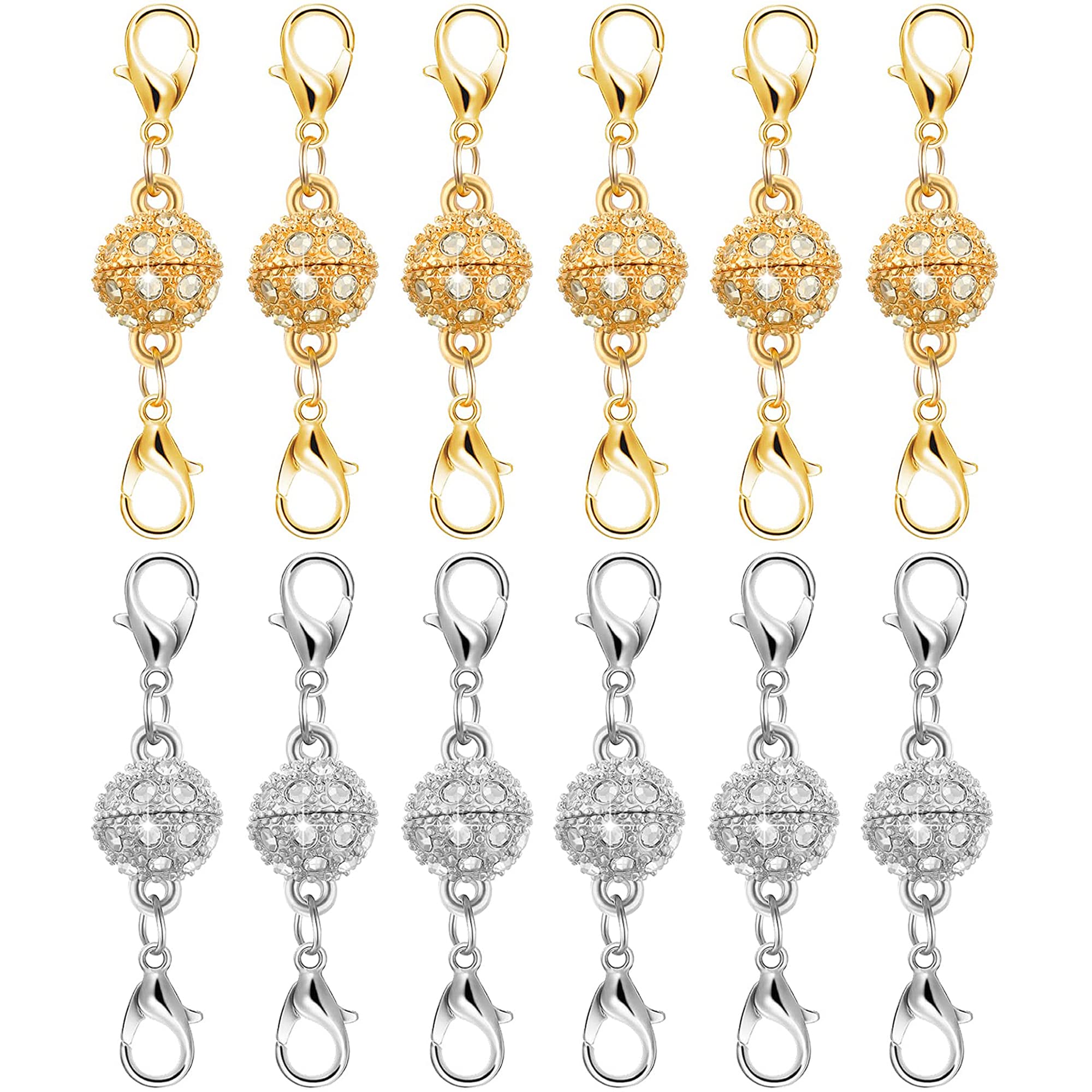 Jewelry Making Chain - 12 Pieces Magnetic Necklace Clasps, Double