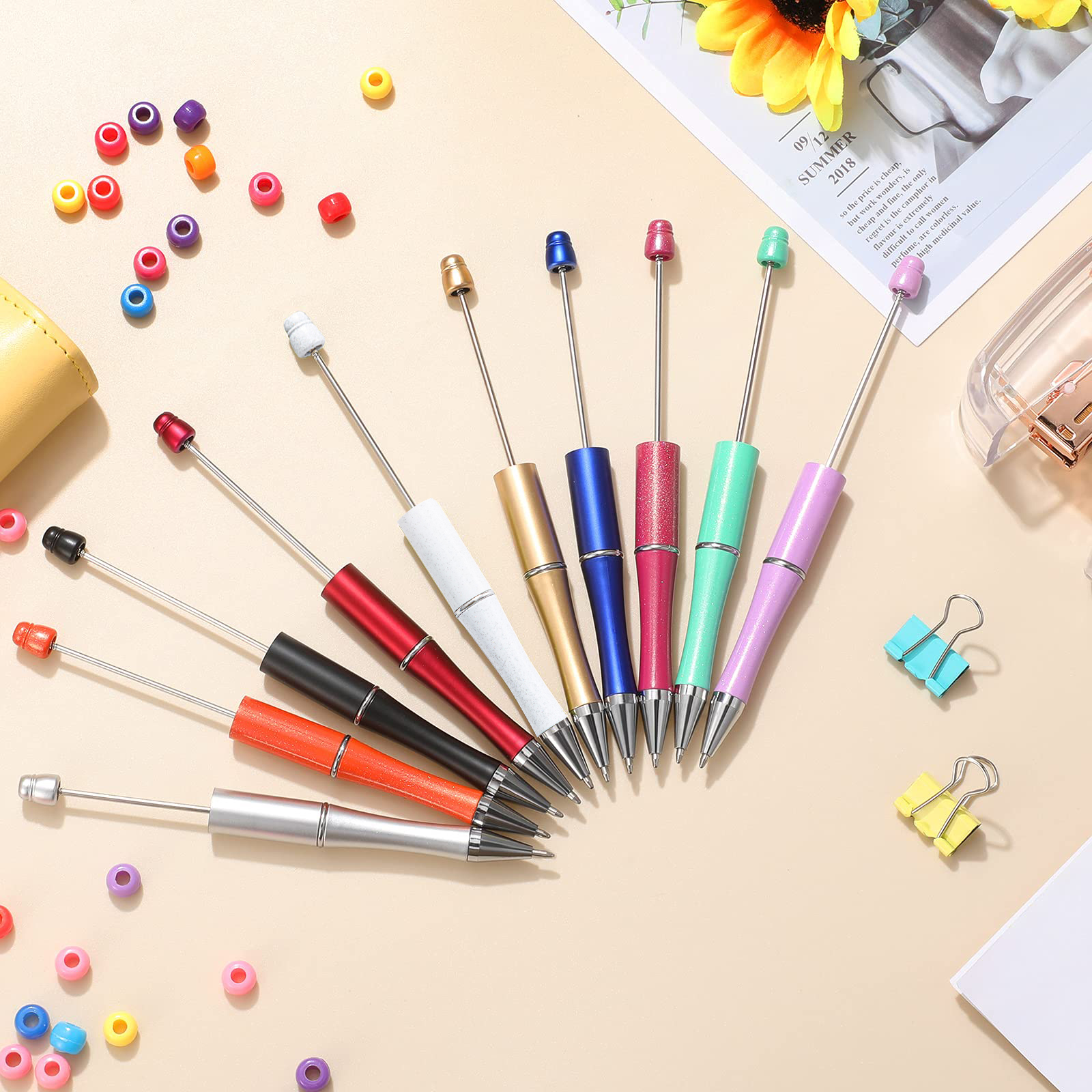50Pcs Beadable Pens Plastic Be - Jewelry Making Material reseña y precio