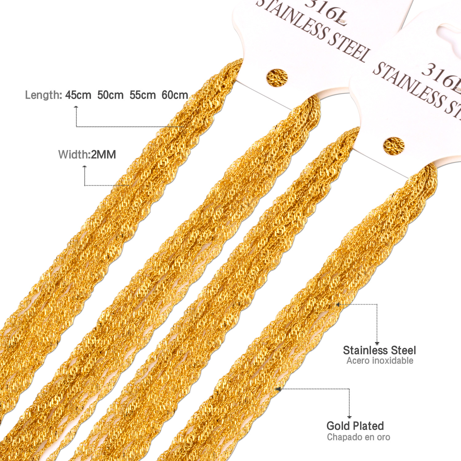 LUXUSTEEL 2mm 10Pcs/Lot Wave T - Jewelry Making Singapore reseña y precio